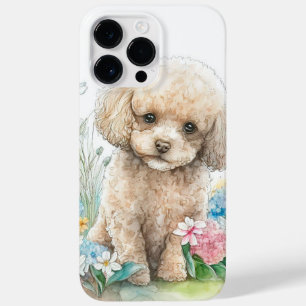 BEDRIVENDE AKVARELL VIT POODLE VALP HUND