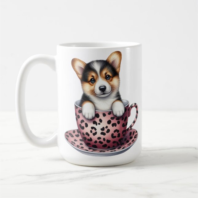 BEDRIVENDE CORGIHUND I VALENTINS TEKOPP KAFFEMUGG (Vänster)