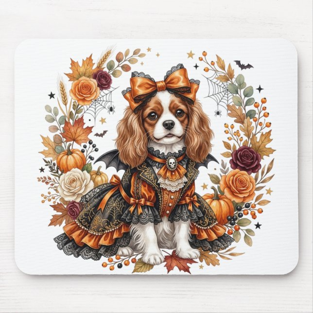 BEDRIVENDE HALLoween-tematiserad CAVALIER KING CHA Musmatta (Framsidan)