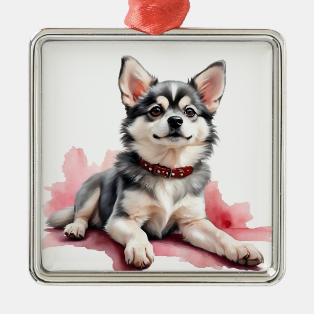 BEDRIVENDE LITEN FLUFFIG KLEE KAI HUND JULGRANSPRYDNAD METALL (Framsidan)