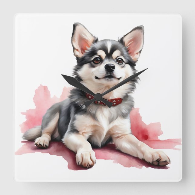 BEDRIVENDE LITEN KLEE KAI VALP HUND FYRKANTIG KLOCKA (Framsida)