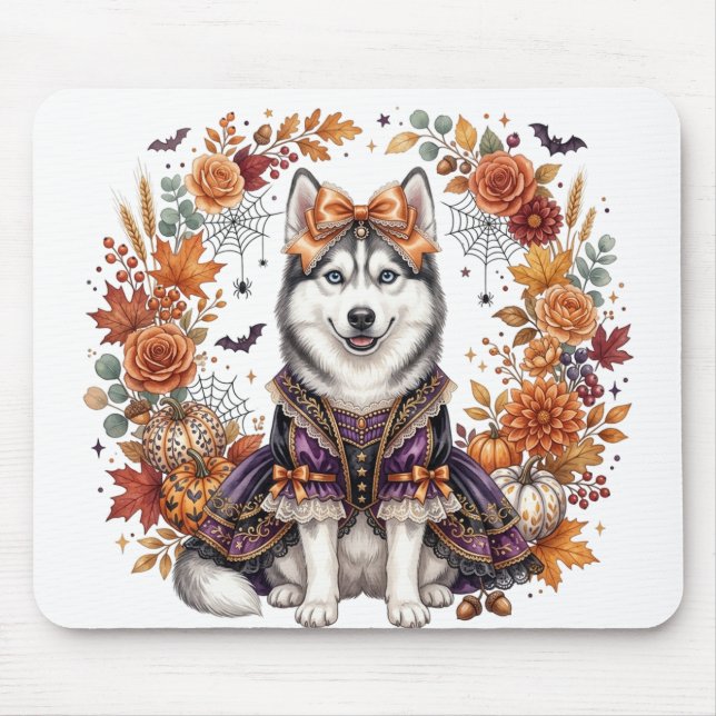 BEDRIVENDE SIBERISK HUSKY MED HALLoween-tema Musmatta (Framsidan)