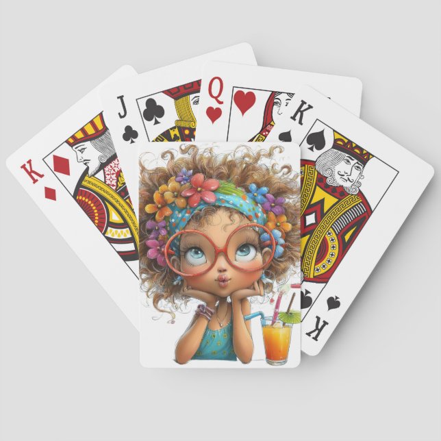 BEDRIVENDE SÖT SOMMAR TEMA Flicka Casinokort (Baksidan)