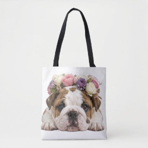 BEDRIVENDE VALP ENGLISH BULLDOG FLORAL TYGKASSE