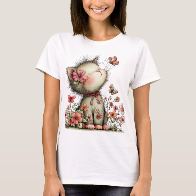 BEDRIVENDE VECKLIG SOMMAR TEMA KATT T SHIRT (Framsida)