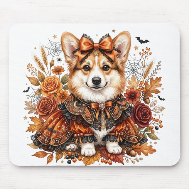 BEDRIVENDE WELSH CORGI-HUND MED HALLoween-tema Musmatta (Framsidan)