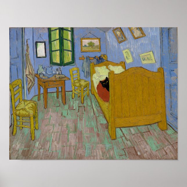 Bedroom in Arles with a black cat - Van Gogh Poster (Framsidan)