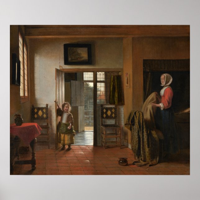 Bedroom - Pieter de Hooch Fine Art Poster (Framsidan)