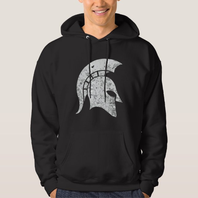 Bedröva-Look spartanskt huvud (vit) Hoodie (Framsida)