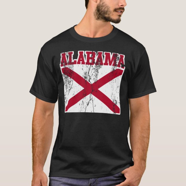 (Bedrövad) Alabama statlig flaggaT-tröja, T Shirt (Framsida)