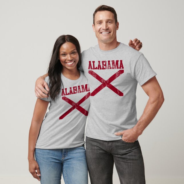 (Bedrövad) Alabama statlig flaggaT-tröja, Tröja (Unisex)