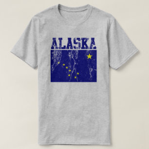 (Bedrövad) Alaska statlig flaggaT-tröja, T Shirt