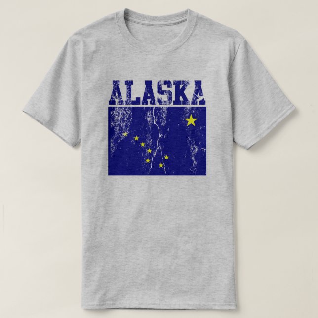 (Bedrövad) Alaska statlig flaggaT-tröja, T Shirt (Design framsida)