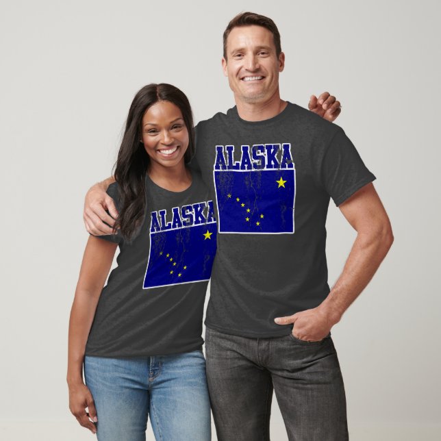 (Bedrövad) Alaska statlig flaggaT-tröja, Tee (Unisex)