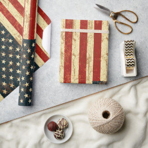 Bedrövad amerikanska flagganvintage presentpapper