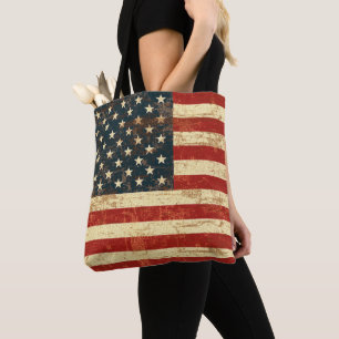 Bedrövad amerikanska flagganvintage tygkasse