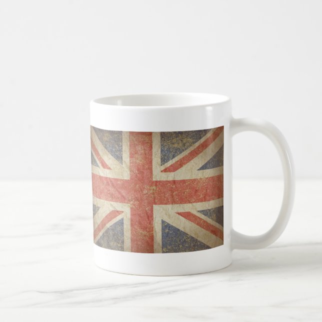 Bedrövad brittisk flagga kaffemugg (Höger)