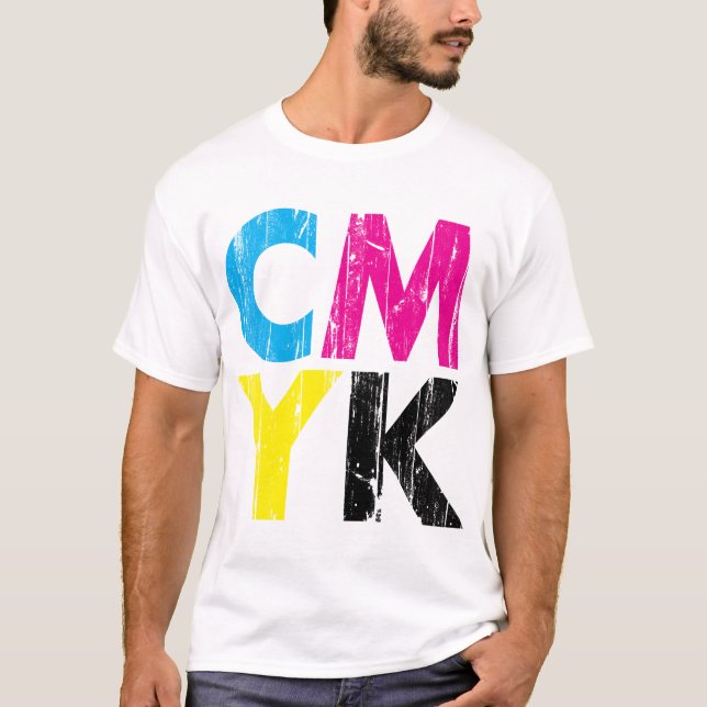 Bedrövad CMYK staplade typskjortan Tröja (Framsida)