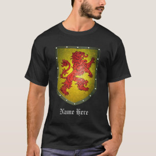 Bedrövad Fauxmetall skyddar rött lejont Tee Shirt