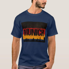Bedrövad flagga för Munich tyskland stad horisont T Shirt