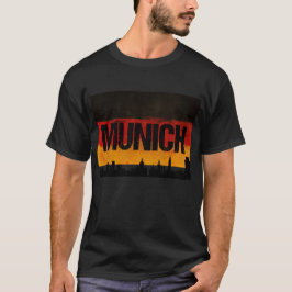 Bedrövad flagga för Munich tyskland stad horisont T Shirt