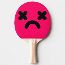 Bedrövad Förvirrad Rosa Ansikte Pingisracket