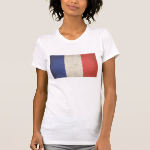 Bedrövad fransk flagga t-shirt