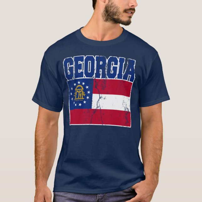 (Bedrövad) Georgia statlig flaggaT-tröja, T-shirt (Framsida)