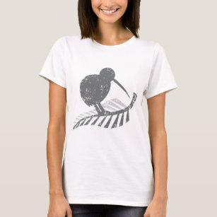 bedrövad gullig fern för för silverkiwifågel och t-shirt
