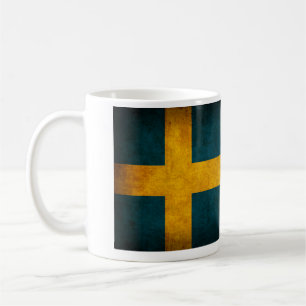 Bedrövad mugg för sverige flagga