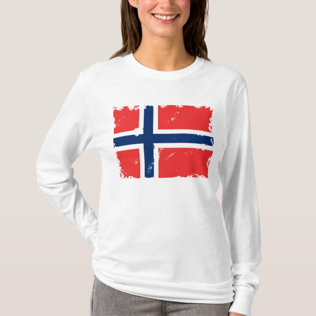Bedrövad norgeflagga t-shirt (Framsida)