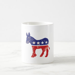 Bedrövad solbränna för demokrat original- åsna kaffemugg