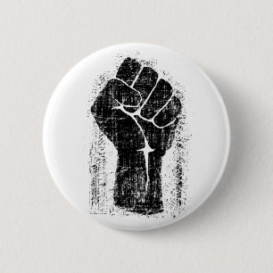 Bedrövad stil för solidaritetnäve Grunge Knapp