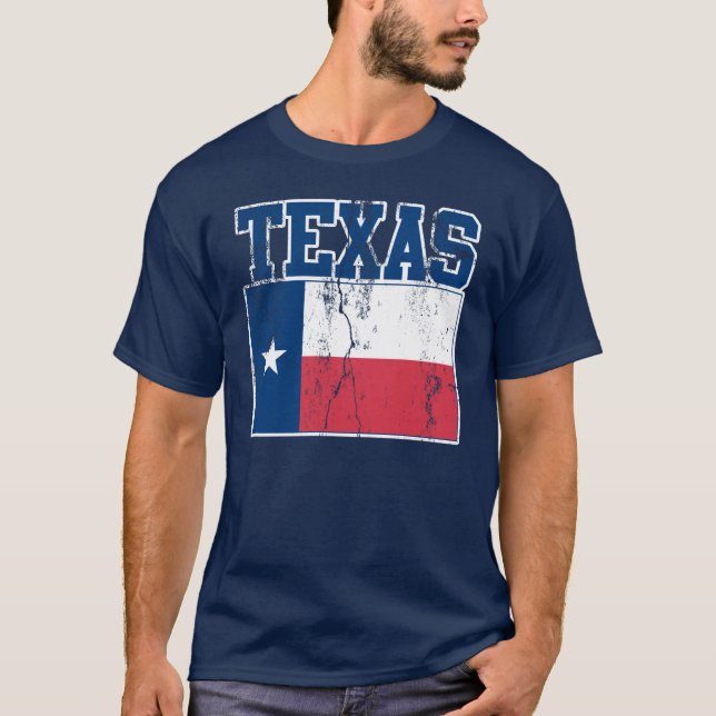 (Bedrövad) Texas statlig flaggaT-tröja, Tee (Framsida)
