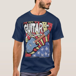 Bedrövad US-flaggagitarr Tee Shirt
