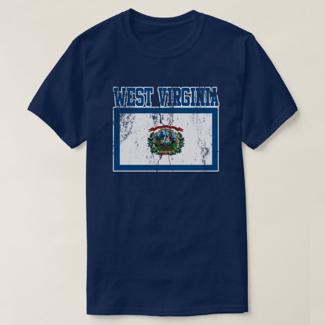 (Bedrövad) West Virginia statlig flaggaT-tröja, T-shirt (Design framsida)