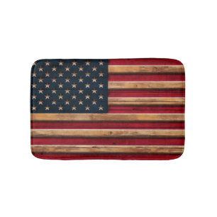 Bedrövad Wood Look för vintage amerikanska flagg Badrumsmatta