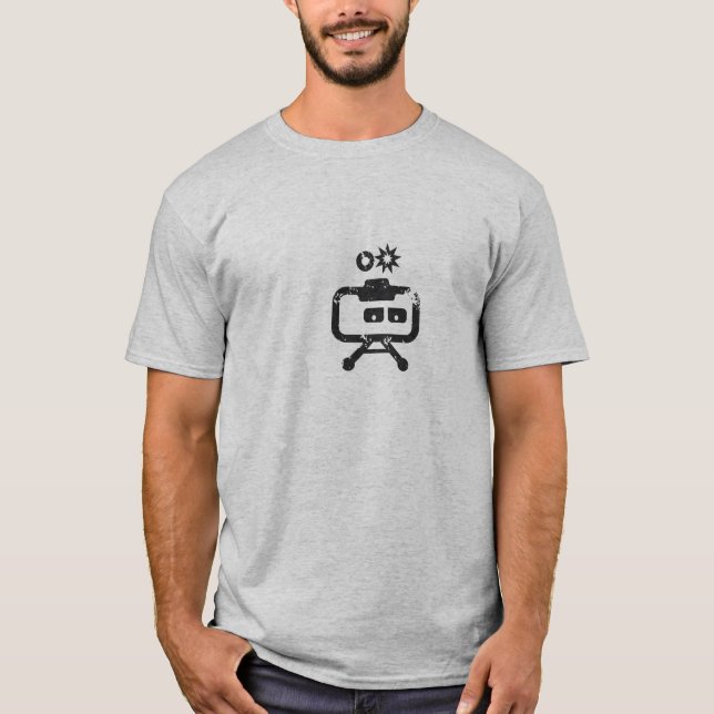 Bedrövade Cosmicity Logobot grå färg Tee Shirt (Framsida)