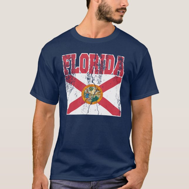 (Bedrövade) Florida statlig flaggaT-tröja, T Shirt (Framsida)