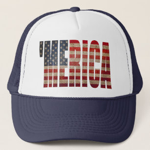 'Bedrövade MERICA-vintage US-flaggatruckerkepsen Keps