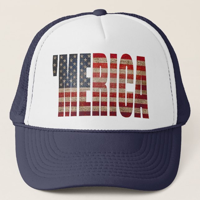 'Bedrövade MERICA-vintage US-flaggatruckerkepsen Keps (Framsida)
