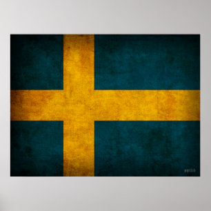 Bedrövat affischtryck för sverige flagga poster
