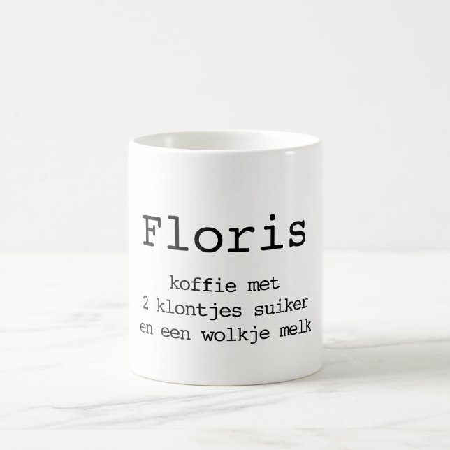 Bedrukt met naam en koffie instructies kaffemugg (Center)