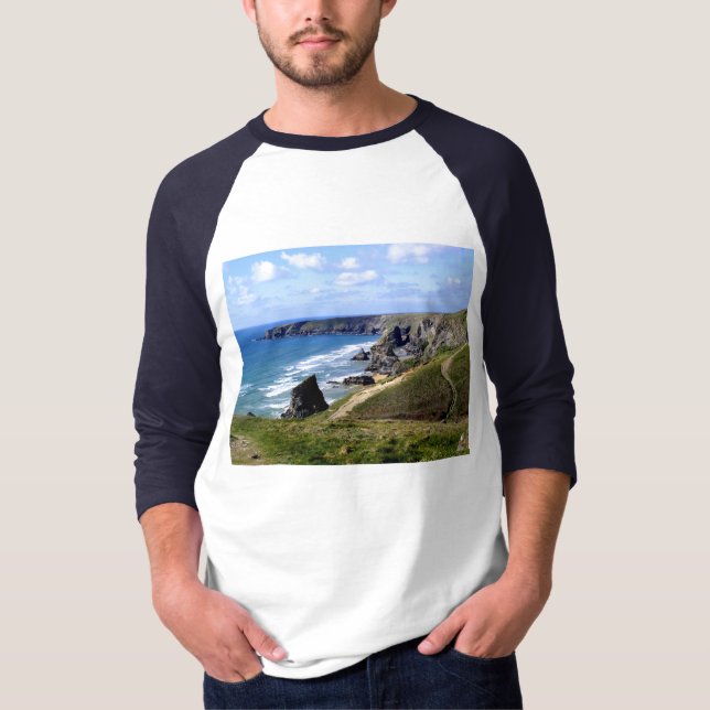 Bedruthan Steg Cornwall T Shirt (Framsida)