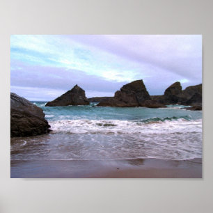 Bedruthan Steps Cornwall Photography Poster