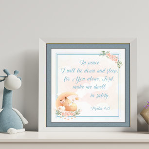 Bedtime Prayer för barn Room Bible Verse Psalm Fototryck