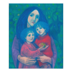 Bedtime-saga, mor& children art mors dag fototryck