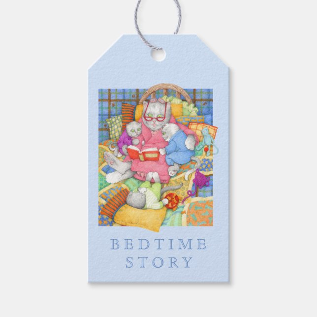 BEDTIME STORY Gift-Märkre - Blue Presentetikett (Framsidan)