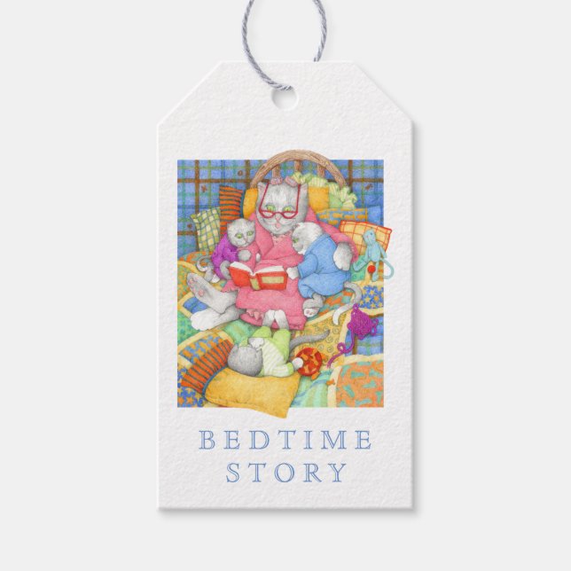BEDTIME STORY Gift Märkres - White Presentetikett (Framsidan)