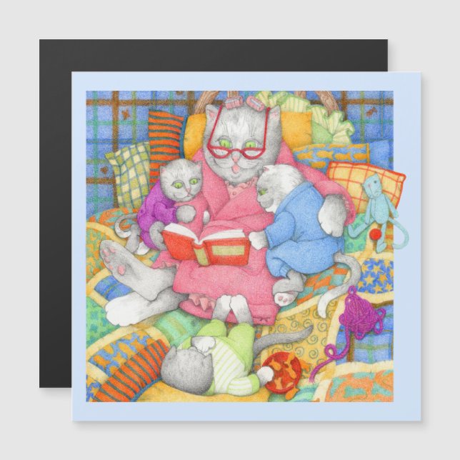 BEDTIME STORY Magnetic Card - Blue (Fram/baksida)